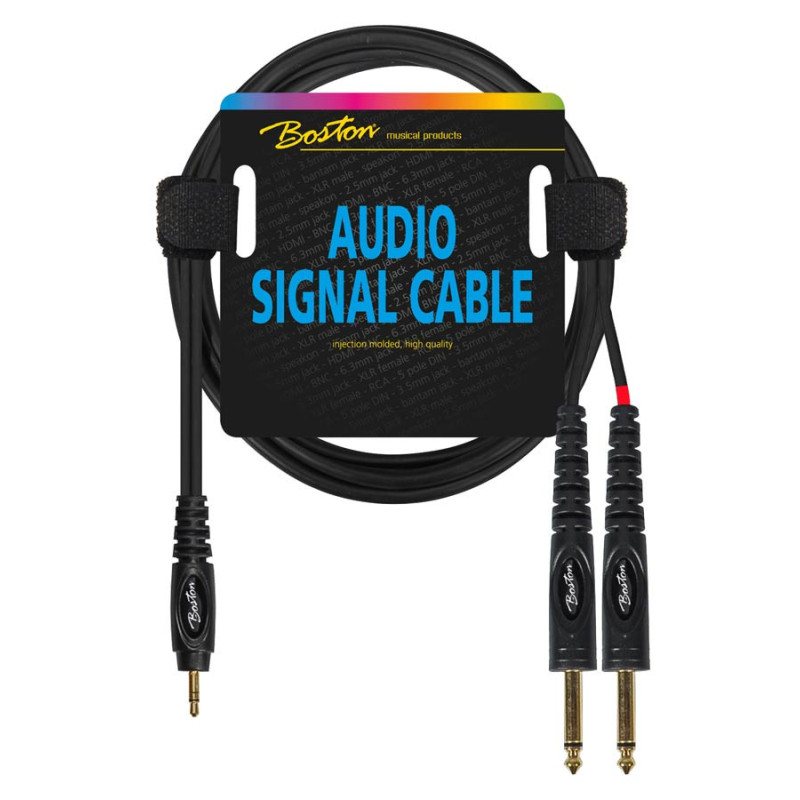 BOSTON Cavo audio, 1x jack M stereo 3.5mm - 2x jack M mono 6.3mm, 3...