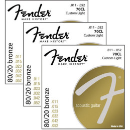 Fender 70CL 011-052 80/20 Bronze Wound Ball End pack 3 mute | Disal...