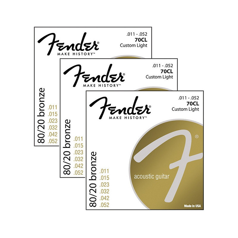 Fender 70CL 011-052 80/20 Bronze Wound Ball End pack 3 mute | Disal...
