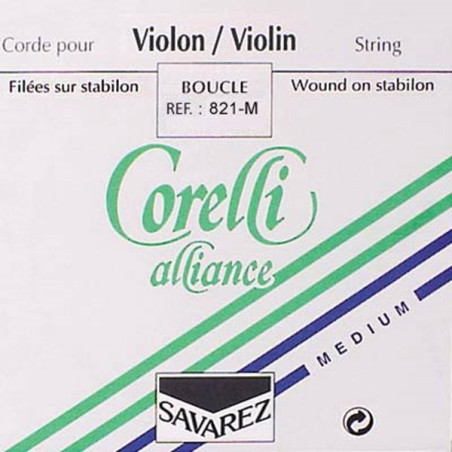 1st E - Corda singola per violino 4/4, tensione media, acciaio, con pallino