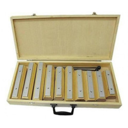AL-58 (BH)  METALLOFONO DIATONICO 10 PIASTRE DO-MI CON RISONATORE LEGNO E BATTENTI