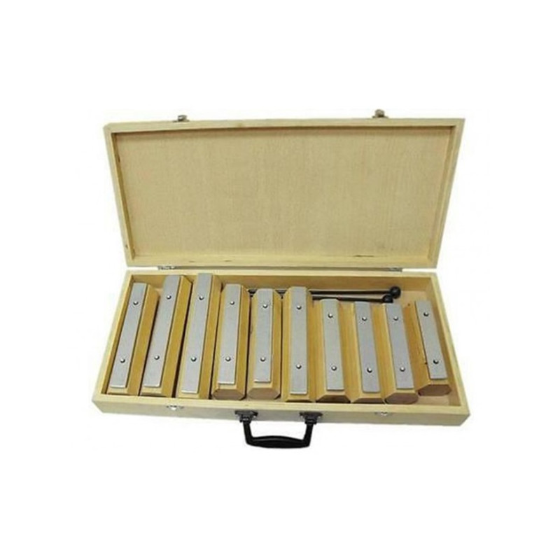 AL-58 (BH)  METALLOFONO DIATONICO 10 PIASTRE DO-MI CON RISONATORE LEGNO E BATTENTI