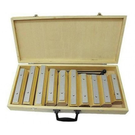 AL-58 (BH)  METALLOFONO DIATONICO 10 PIASTRE DO-MI CON RISONATORE LEGNO E BATTENTI