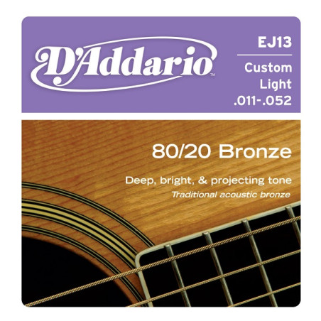 Daddario EJ13 Custom Light .011-.052 Bronze Round Wound