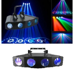 Effetto Multiraggio a 4 Lenti, 220LEDs RGBW, 6ch dmx, modalità sound Auto