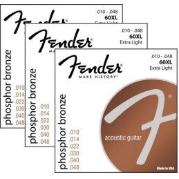 Fender 70XL 010-048 80/20 Bronze Wound Ball End pack 3 mute