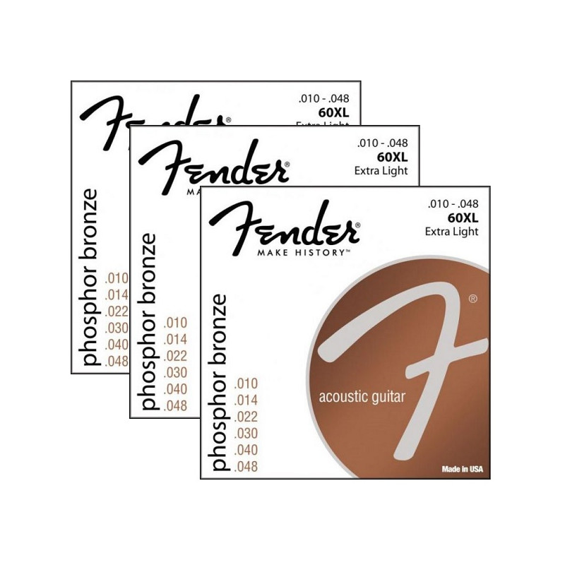 Fender 70XL 010-048 80/20 Bronze Wound Ball End pack 3 mute