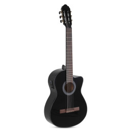 GEWA Chitarra Classica Elettroacustica Student Nera Abete Rosso