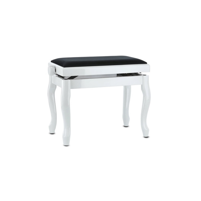 GEWA Panca per piano Deluxe Classic Bianco lucido seduta nera