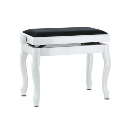GEWA Panca per piano Deluxe Classic Bianco lucido seduta nera