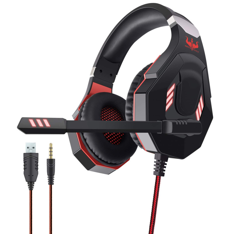GT 93R-Cuffia gaming USB con led rosso
