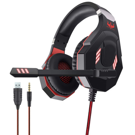 GT 93R-Cuffia gaming USB con led rosso