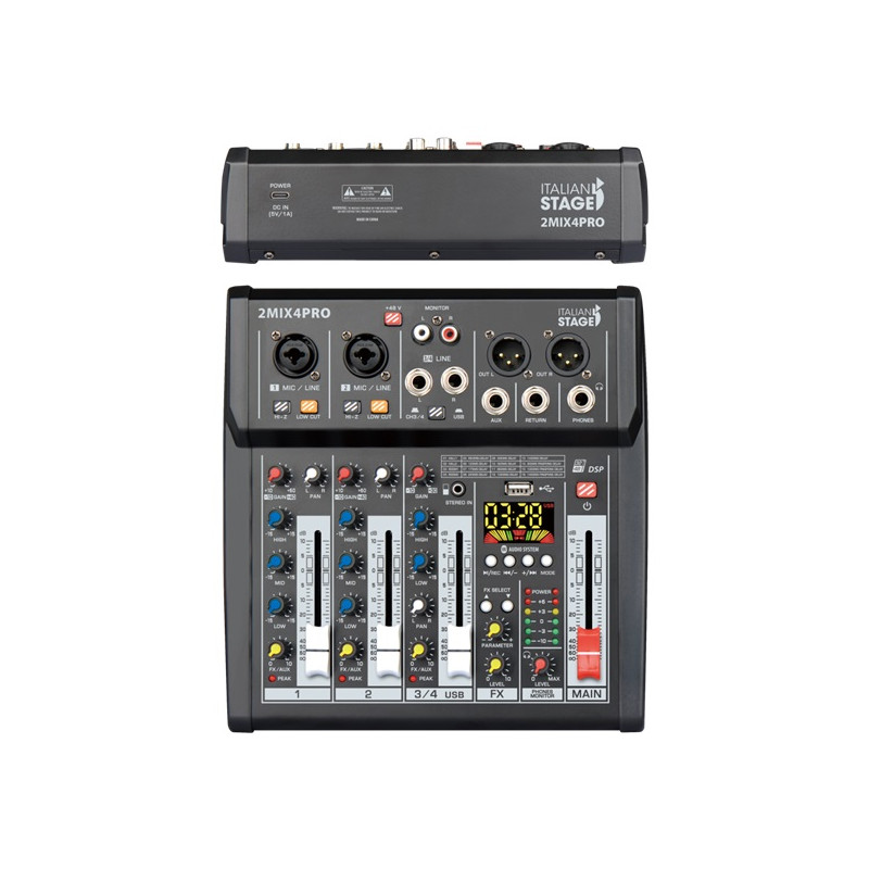 ITALIAN STAGE 2MIX4 PRO Mixer con Lettore, Registratore ed Effetti