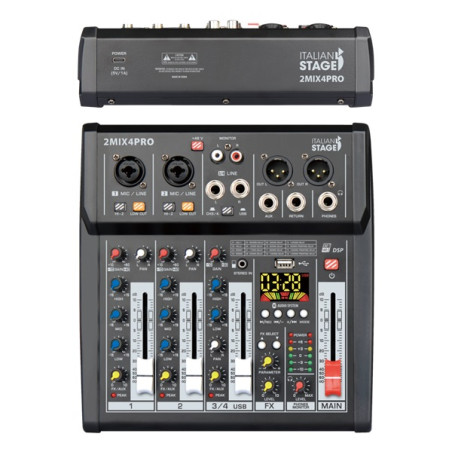 ITALIAN STAGE 2MIX4 PRO Mixer con Lettore, Registratore ed Effetti