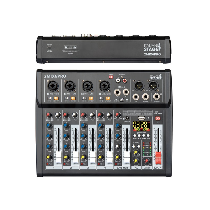 ITALIAN STAGE 2MIX6 PRO Mixer con Lettore, Registratore ed Effetti