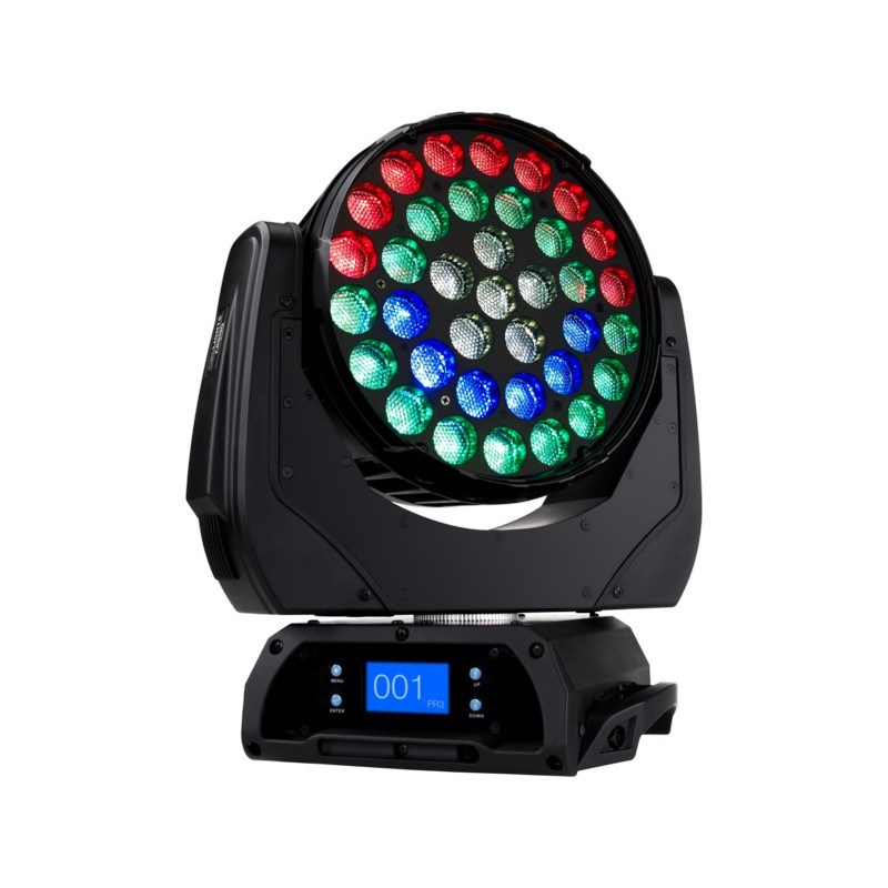 Led-Washer, 36x10W RGBW/FC LED, zoom 15-50°, ring control, 450W, 11Kg