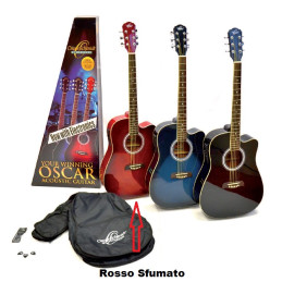 Oscar Schmidt OD45CE Rosso pack chitarra acustica elettrificata spalla mancante