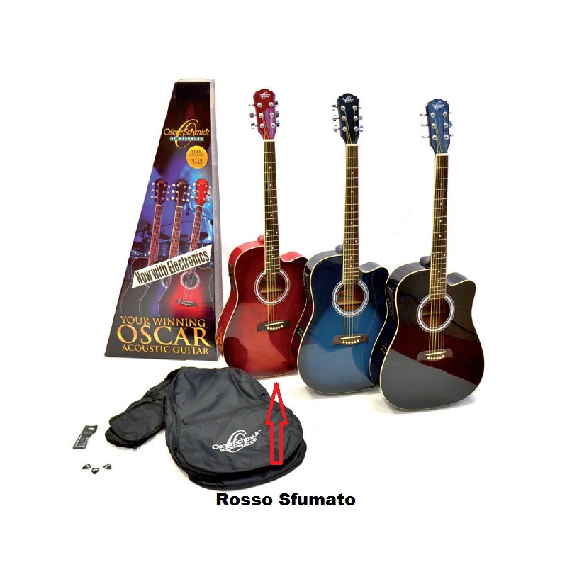 Oscar Schmidt OD45CE Rosso pack chitarra acustica elettrificata spalla mancante