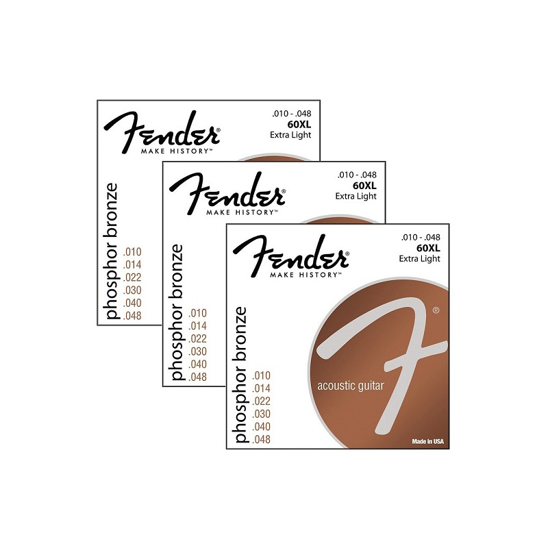 Pack 3 mute per chitarra acustica 60XL 010-048 Phosphor Bronze Wound