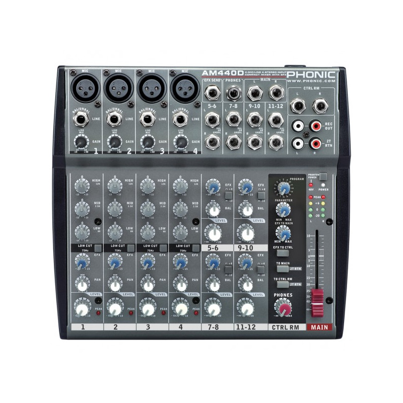 PHONIC AM440D MIXER 4MIC/LINE 4ST. DFX