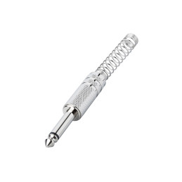 S10 Jack mono 6,3 mm. con corpo in ottone nichelato e molla guidacavo diam. 6mm