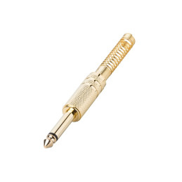 S10D Jack mono 6,3 mm. con corpo in ottone dorato e molla guidacavo diam. 6mm