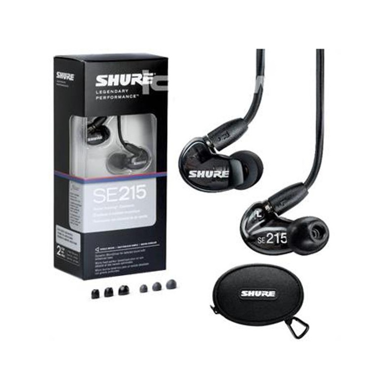 SHURE SE215-KE AURICOLARE ISOLAMENTO SONORO CLEAR NERO PER IN EAR MONITOR