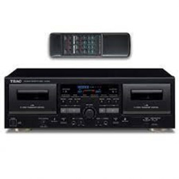 Teac W-1200(B) Dual Cassette Deck (lettore di cassette, registrazione/riproduzione, ingresso microfono per karaoke e annunci, us