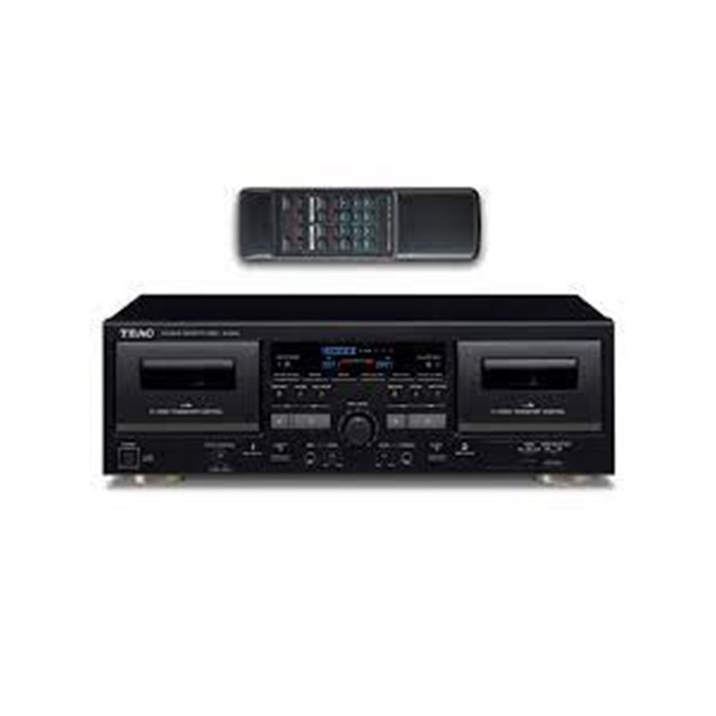 Teac W-1200(B) Dual Cassette Deck (lettore di cassette, registrazione/riproduzione, ingresso microfono per karaoke e annunci, us