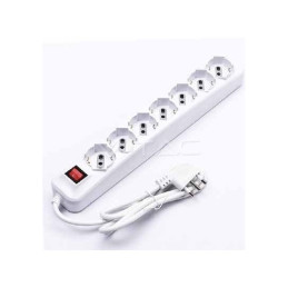 V-TAC Multipresa ciabatta 6 posti bipasso/schuko presa tedesca 10/16A cavo 1,5mt interruttore luminoso