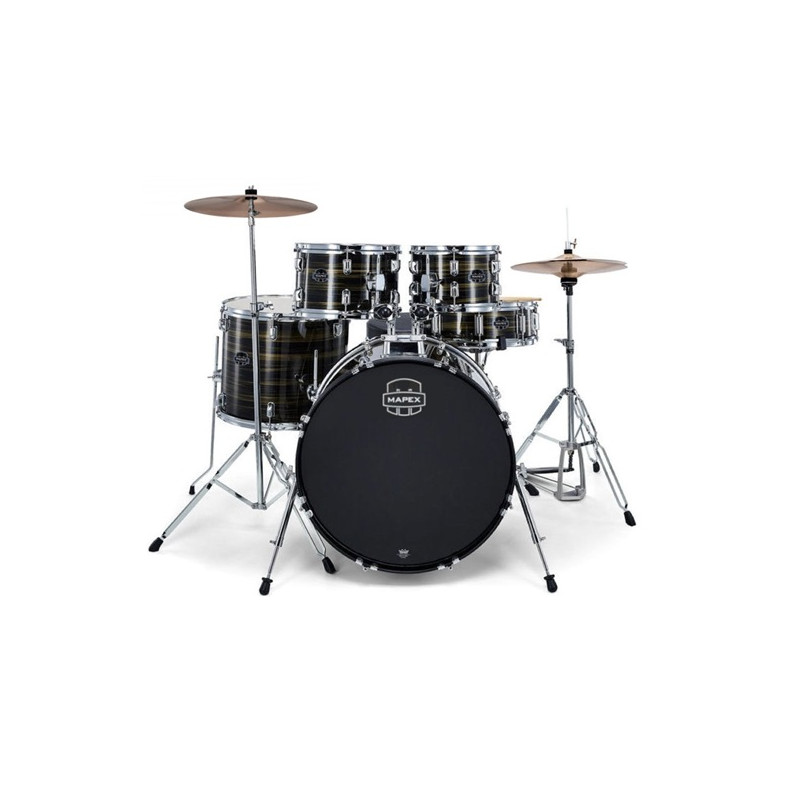 MAPEX CM5044FTCFJ Comet Fusion 5 pezzi Ebony Yellow Grain con Hardware e Piatti