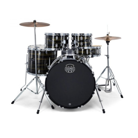 MAPEX CM5044FTCFJ Comet Fusion 5 pezzi Ebony Yellow Grain con Hardware e Piatti