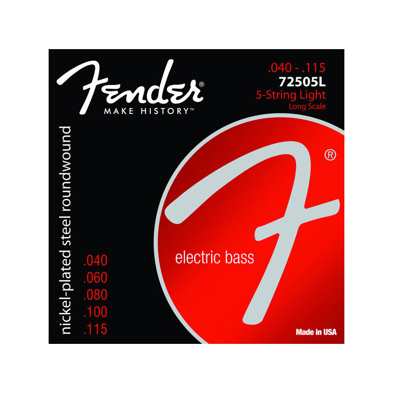 Fender 7250HM 040-115 Nickel-Plated Steel Long-Scale Muta per basso...