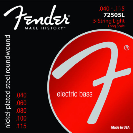 Fender 7250HM 040-115 Nickel-Plated Steel Long-Scale Muta per basso...