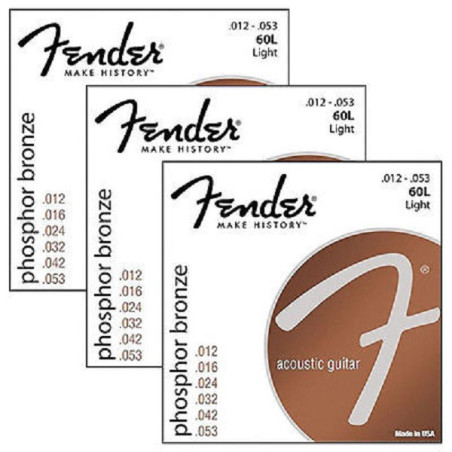 Pack 3 mute per chitarra acustica 60L 012-052 Phosphor Bronze Wound...