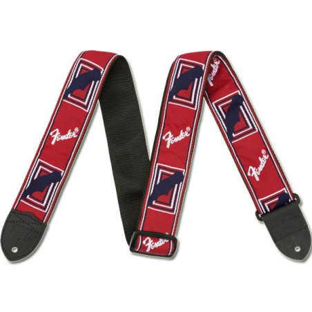 Fender® 2 Monogrammed Strap, Red/White/Blue, TRACOLLA | Disalvatore...