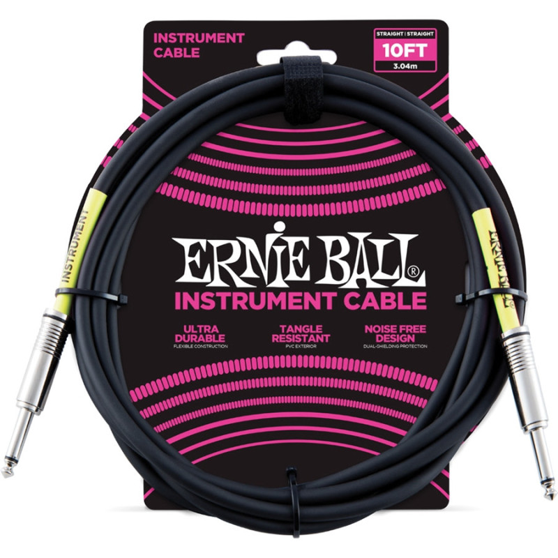 ERNIE BALL 6048 Cavo strumento Nero Jack 3 mt | Disalvatoremusicsto...